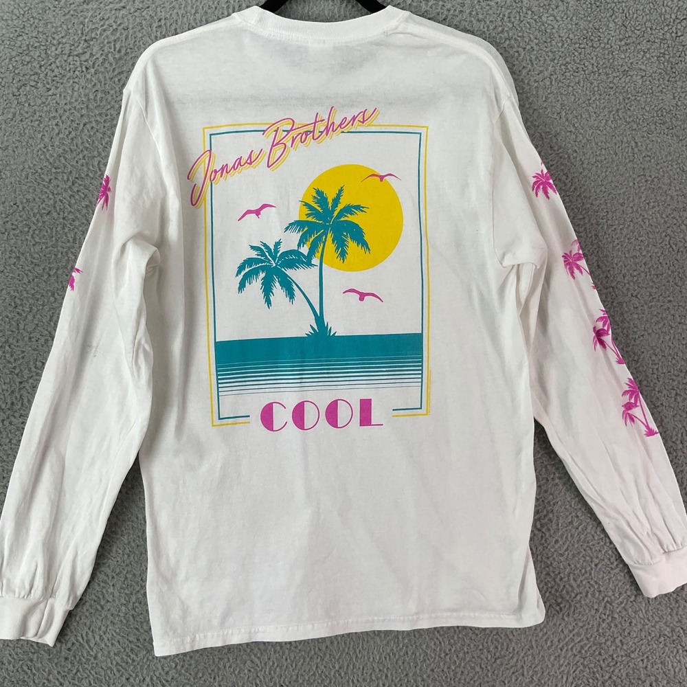 Jonas Brothers Cool Graphic T-Shirt Women M White Long Sleeve Tee Band Merch